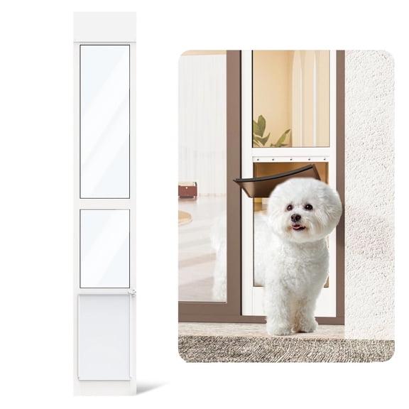Dog Door for Sliding Glass Door, Adjustable Height 75 4/5" to 80 3/10" Sliding Door Dog Door Insert, Suitable for Small Dogs Up to 40 lbs, Medium