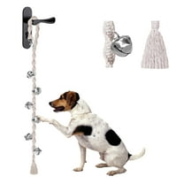 Dog Doorbells for Potty Training, Handmade Hanging Dog Bell for Door Knob for Puppies to Ring to Go Outside, Macrame Dog Doorbell Gift. Beige