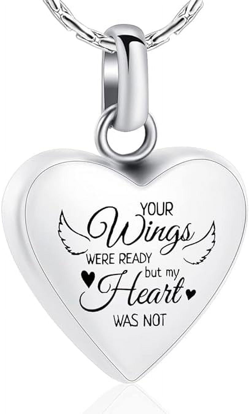 IMPRESS Stainless Steel Heart Cremation Pendant Urn – Holds Pet Or Human Ashes, Black Acrylic Accent