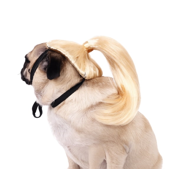Dog Dreadlock Wig with Twin Ponytails, Funny Cat Hair Accessory, High-Temp Silk Bouncy Frizz-Free, Easy Clip-On Pet Costume for Small Medium Breeds(5.5Inch,F)