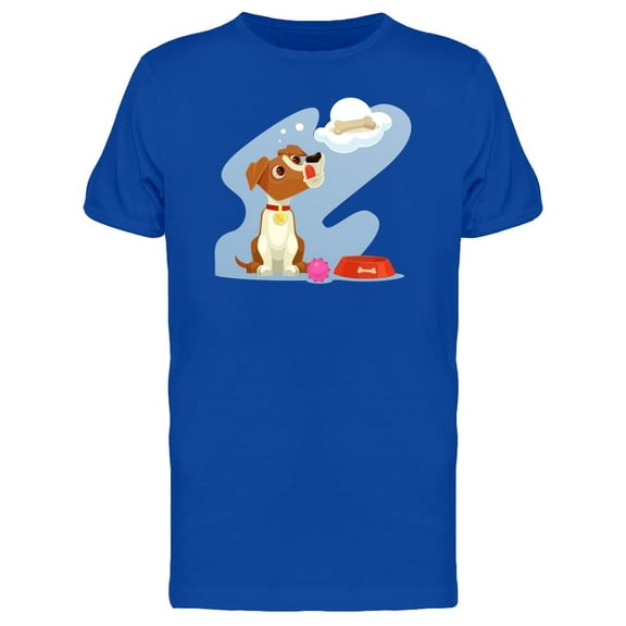 Dog Dreaming About Bone Cartoon T-Shirt Men -Image by Shutterstock, Male Large