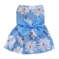 thumbnail image 1 of Dog Dress Bowknot Harness Leash Set for Small Girl Dogs Blue Daisy Floral Dog Cat Clothes Cute Puppy Outfits Pet Clothes Spring Summer Breathable Dresses(M), 1 of 5