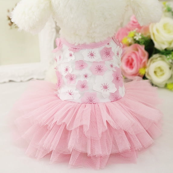 Dog Dress, Fashion Puppy Tutu Princess Dresses for Small Dogs, Sweet Skirt with Dog Bowknot Clips, Cat Clothes Pet Apparel for Puppies, Light pink,XL