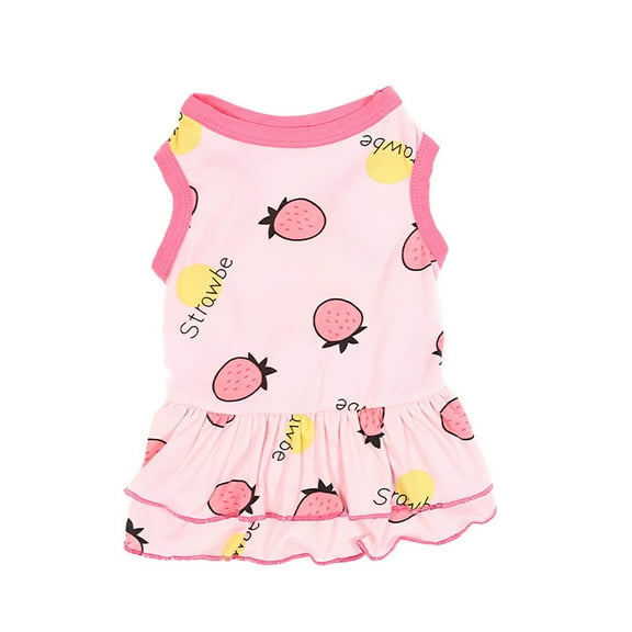 Dog Dress Fruit Pattern Printing Two-legged Cotton Ruffle Hem Pet Princess Skirt for Summer