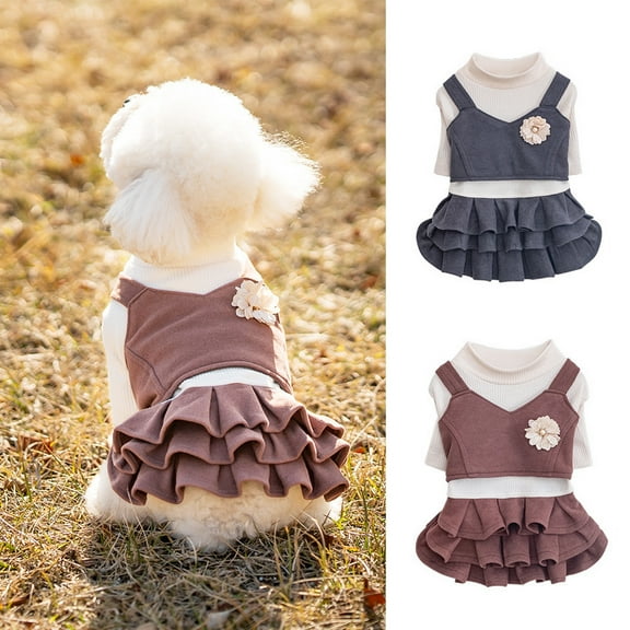 Dog Dress Plaid Dog Sweater Dresses for Small Dogs Cat Dress for Spring Summer