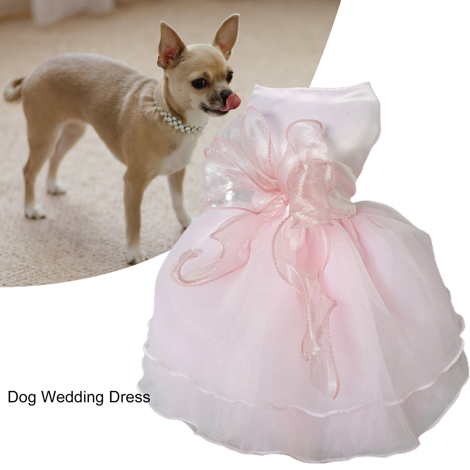Dog Dress Puppy Clothes for Small Dogs Cat,Lace Stitching Big Bow