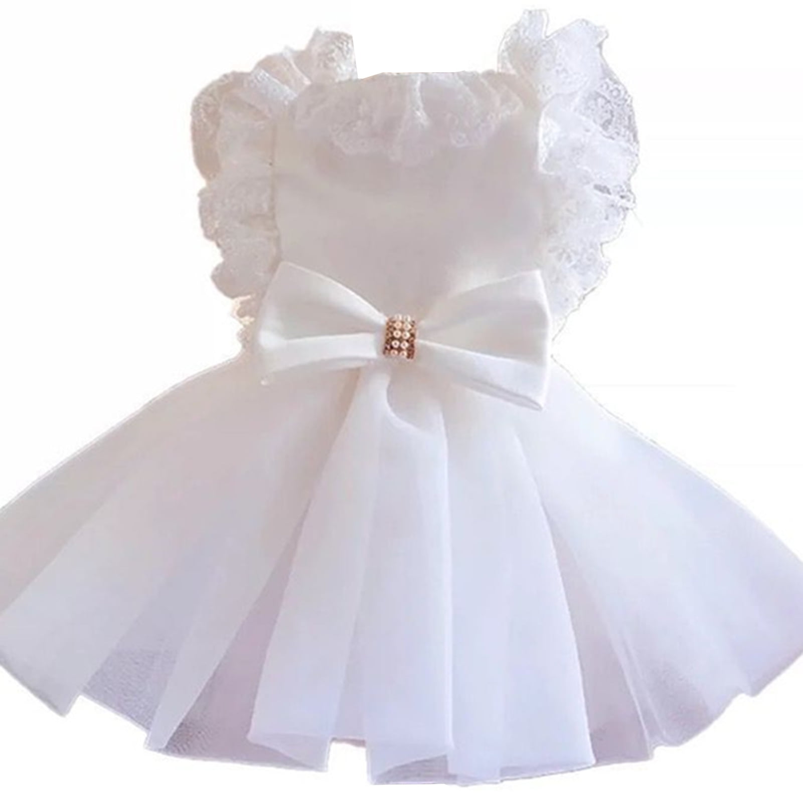 SMALL DOG - Glamorous White Satin Doggy Dress