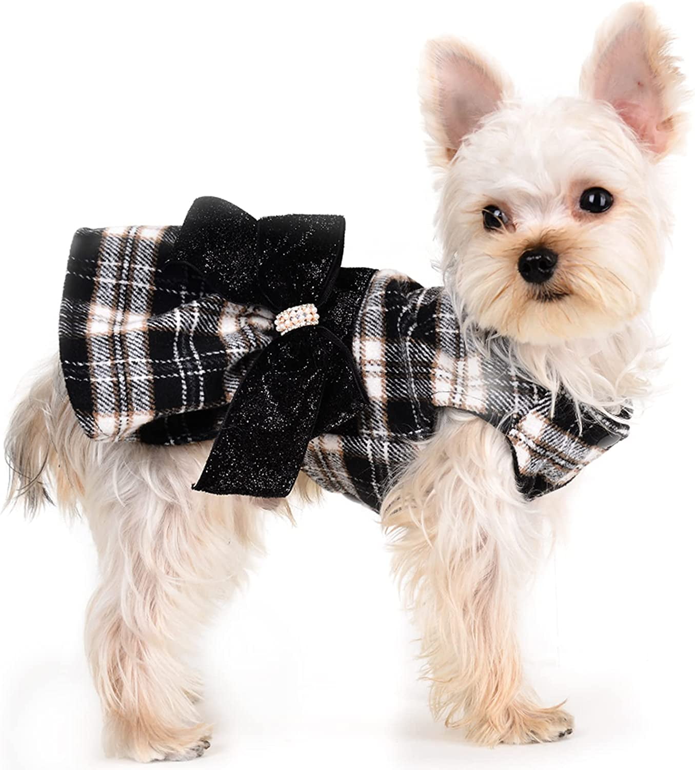 Dog Dress for Small Dogs Black Buffalo Check Dog Dresses Plaid Dog