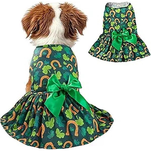 Dog Dress, St Patricks Day Decorations Lucky Pattern Pet Clothing for Small Breeds, Summer Thin Puppy Skirt for Holiday Events, Comfortable Soft Cat Apparel, Festive Outfit