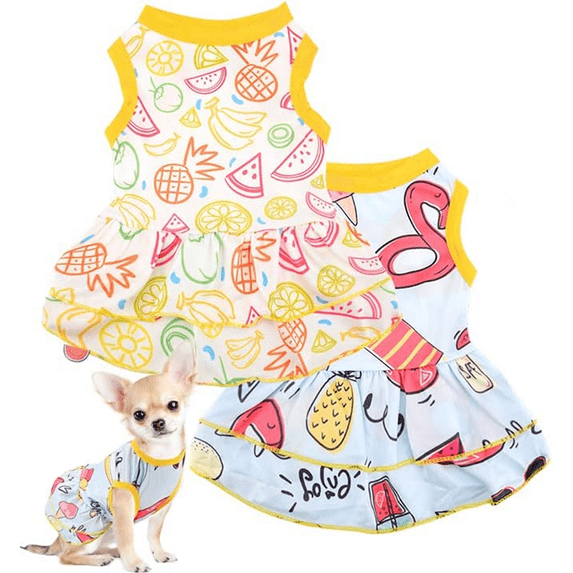 Dog Dress for Small Dog Girl, Summer Pet Puppy Tutu Princess Fruit Dattern Dress Female Dog Clothes