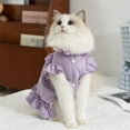 thumbnail image 1 of Dog Dress with Purple Tulip and D-Ring for Small Dogs Girl, Cat Apparel,Purple L, 1 of 11