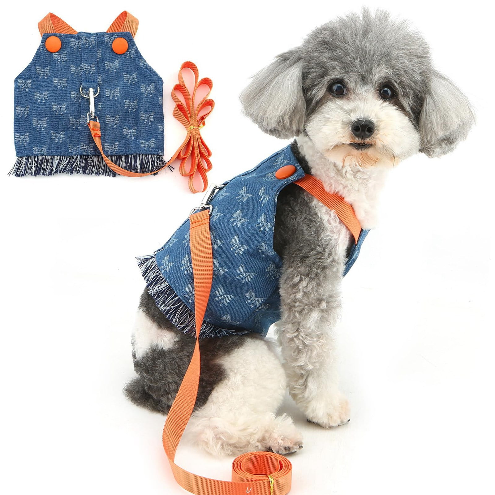 Dog Dresses Harnesses And Leash Set For Small Dogs Cute Bowknot Puppy