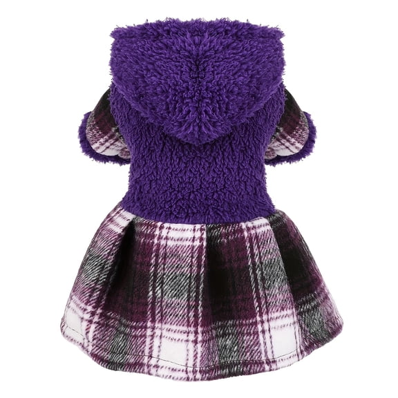 Dog Dresses for Small Dogs Girl Winter Pet Sweater Dress,Fluffy Puppy Hoodies, Fleece Pet Clothing Christmas,Purple XXS