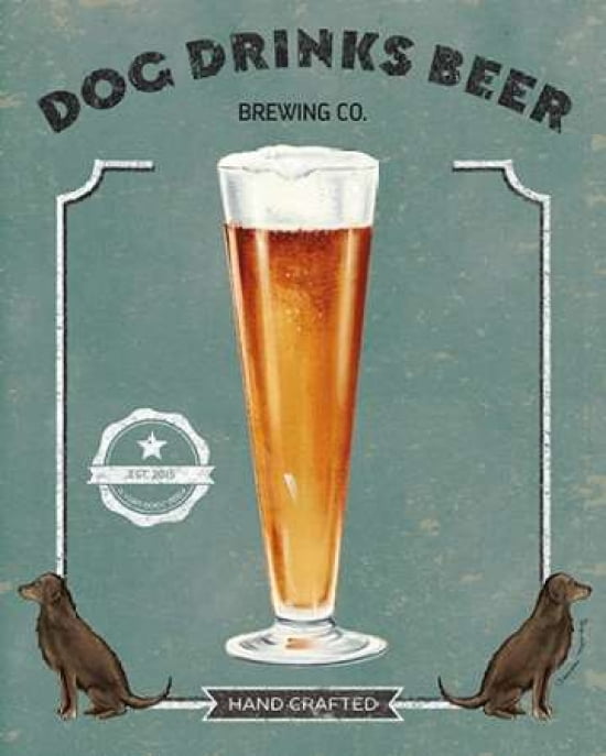 Dog Drinks Beer Pilsner Glass Canvas Art - Danielle Murray (24 x 30)