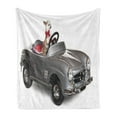 thumbnail image 1 of Dog Driver Soft Flannel Fleece Throw Blanket, Chihuahua Puppy in the Car with Bow Tie Fashion Auto First Studio Shot, Cozy Plush for Indoor and Outdoor Use, 70" x 90", Multicolor, by Ambesonne, 1 of 5