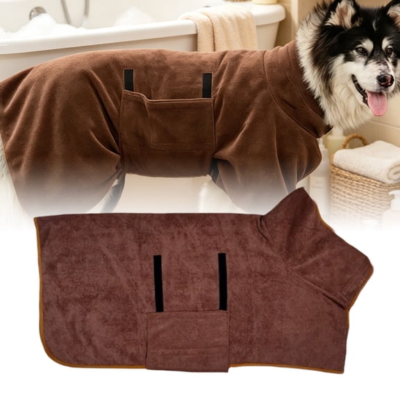 Dog Drying Coat Bathrobe Towel, Microfibre Material Fast Drying Super Absorbent Dog Bath Robe, Pet Quick Drying Moisture Absorbing with Adjustable Collar and Waist