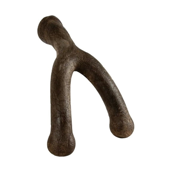 Dog Durable Hefty Wishbone Dental Chew Toys Bacon or Wood Scent Easy Grip Health (Bacon - Large)