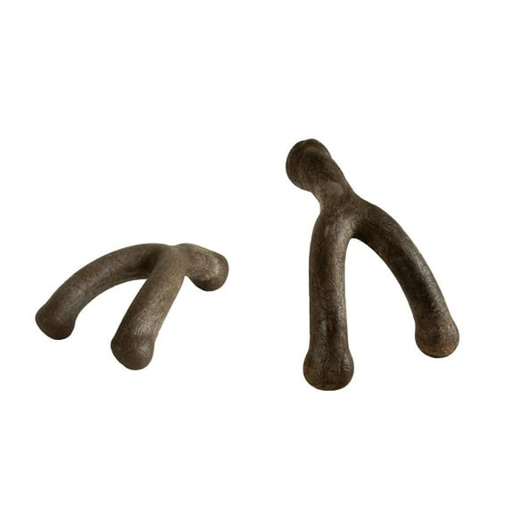 Dog Durable Hefty Wishbone Dental Chew Toys Bacon or Wood Scent Easy Grip Health (Set of 2 - Both Sizes - (Bacon))