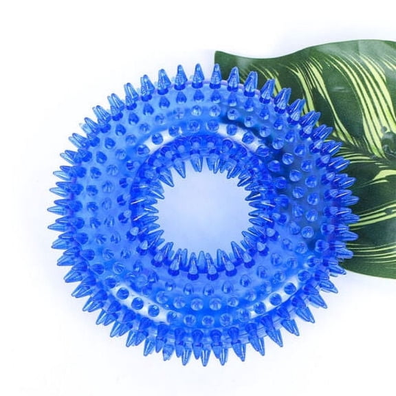 Dog Durable Squeaky Chew Toy for Aggressive Chewers Dental Teething Cleaning Fun - Blue