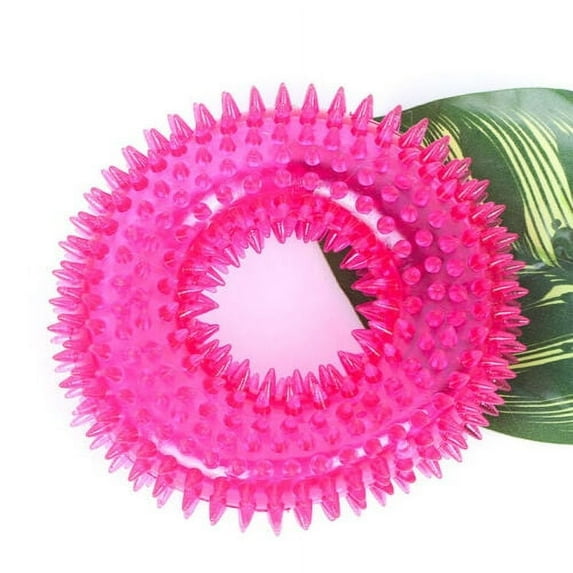 Dog Durable Squeaky Chew Toy for Aggressive Chewers Dental Teething Cleaning Fun - Pink