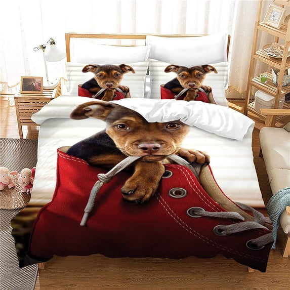 Dog Duvet Cover Set,Bedding Set for Kids and Adult, Home Decor,Twin Size