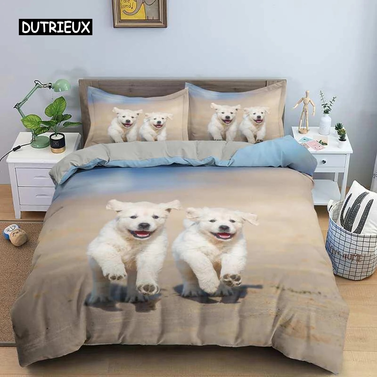 Dog Duvet Cover Set Golden Retriever Size Bedding Set For Boys Girls