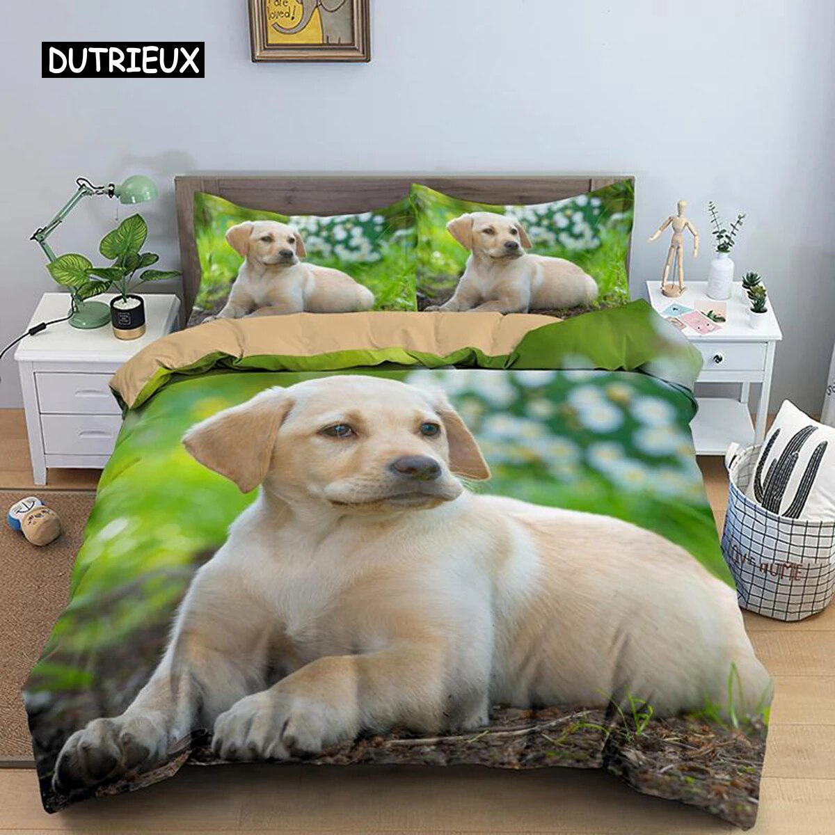 Dog Duvet Cover Set Golden Retriever Size Bedding Set For Boys Girls