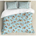 thumbnail image 1 of Dog Duvet Cover Set Queen Size, Checkered Square Pattern Background Playful Puppies Paw Print Golden Retriever Breed, Decorative 3 Piece Bedding Set with 2 Pillow Shams, Multicolor, by Ambesonne, 1 of 3
