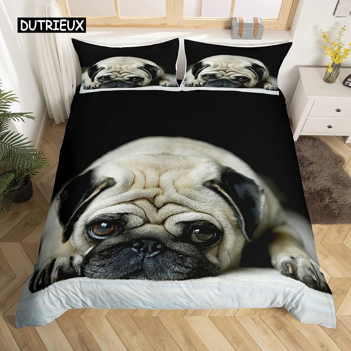 Dog Duvet Cover Set Queen Size Kids Teen Boys Bedding Set Cute Pet