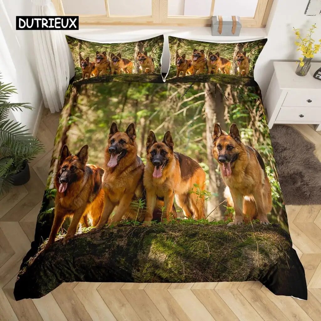 Dog Duvet Cover Set Queen Size Kids Teen Boys Bedding Set Cute Pet