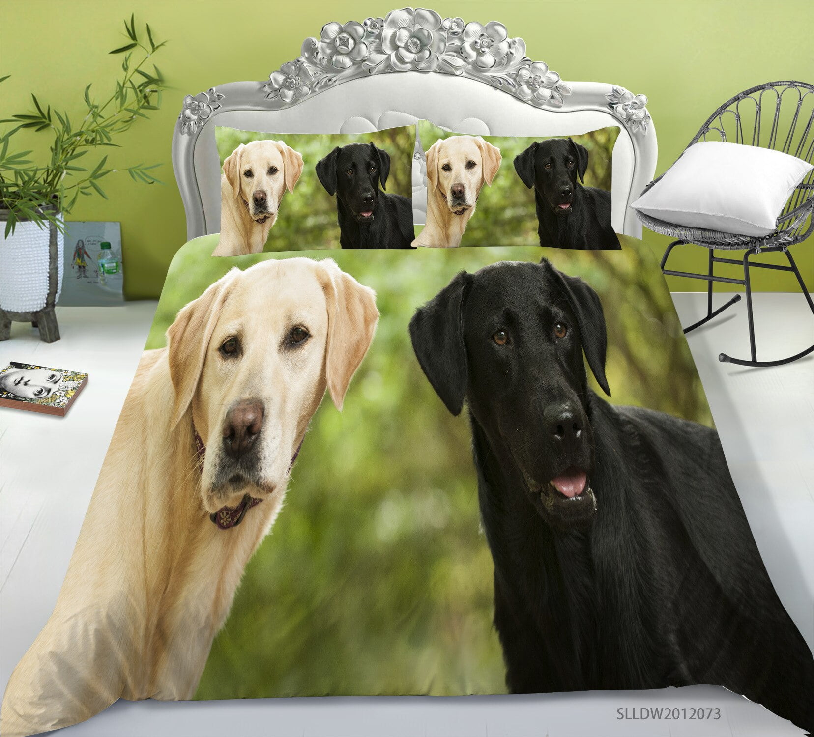 Dog Duvet Cover Set cute White Teddy Hawaii Beach Bedding Set Animal