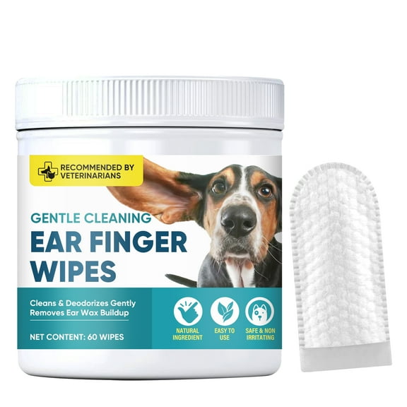Dog Ear Cleaner Dog Ear Cleaning Wipes, Finger Wipes Pet Wipes For Dog Grooming Kit Pet Supplies, 60 Count