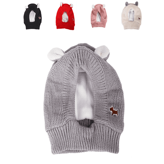 Dog Ear Muffs Noise Protection with Ear Warmth - Knitted Hat Size 14.96x9.45 Inches (Gray)