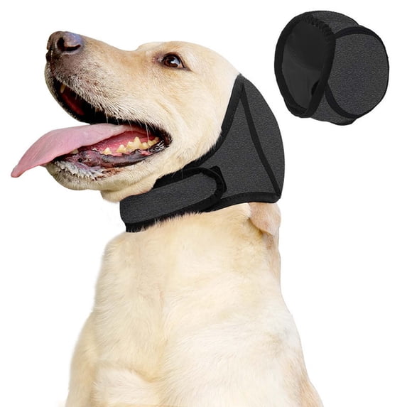 Dog Ear Muffs & No Shake Ear Wrap for Bathing, Drying, Swim& Noise Anxiety Relief- Adjustable Elastic Waterproof Ear Protector with Calming Hoodie Design for Grooming/Head Ear Cover