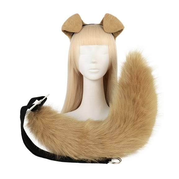 Dog Ears and Tail Set Plush Furry Ears Headband Halloween Party Costume Tail Fancy-Dress Cosplay Props