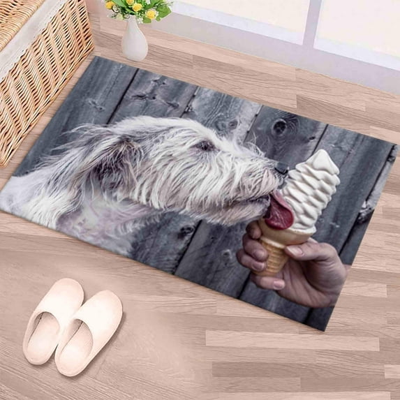 Dog Eating Ice Cream Rugs, Bath Rugs, Personalizeds Rugs, Dog Rug, Door Mat Rug, Animal Rugs, Dog Ice Cream Rugs, Housewarming Gift Rug, 5.2'x7.5' - 160x230 cm