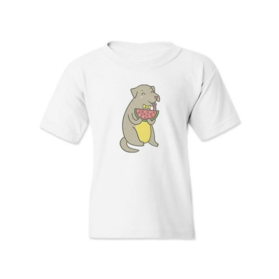 Dog Eating Waterme T-Shirt Juniors -Image by Shutterstock, Large