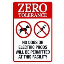 No Dog Or Electric Prods Will Be Permitted At This Facility Warning Sign, School Property Metal Signs for Business Home Street Wall Caution Custom Decor 8 x 12 Inch