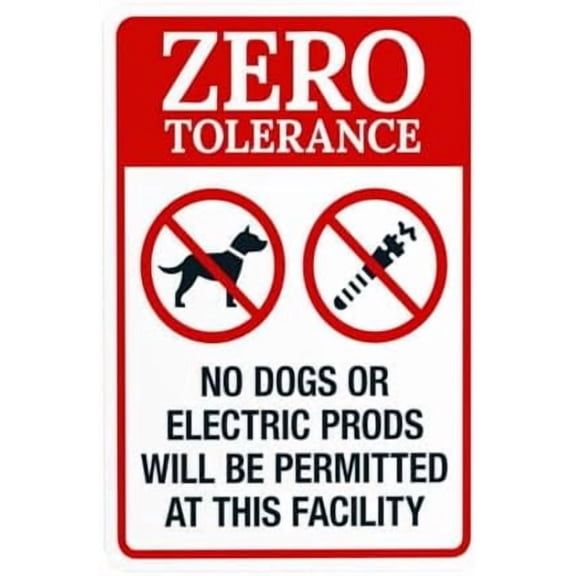No Dog Or Electric Prods Will Be Permitted At This Facility Warning Sign, School Property Metal Signs for Business Home Street Wall Caution Custom Decor 8 x 12 Inch