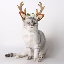 Dog Elk Headband Christmas Reindeer Antlers Headbands Set Pet Christmas Costume Elk Headwear Accessories for Medium Large Cat Dogs Xmas Party Decor