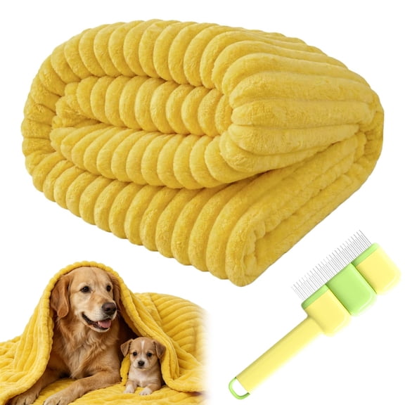 Dog Emotional Support Blanket Yellow Dog Blanket Mood Calming Soft Security,Faux Rabbit Hair Plush,Washable for Kennel,Sofa,Bed & Car Seat,Indoor & Outdoor