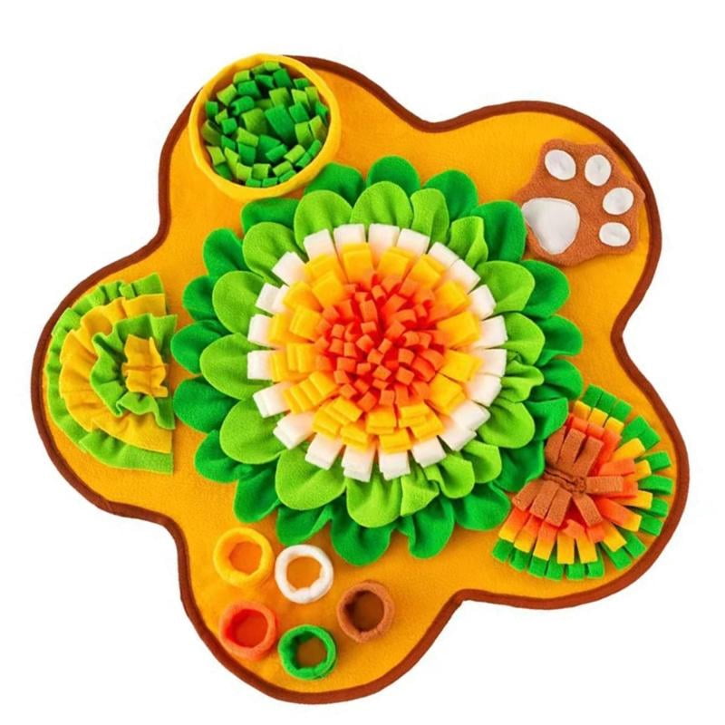 Dog Enrichment Toy Slow Feeding Exercise Flower Snuffle Mats Puzzle Toy 60x60cm