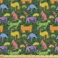 thumbnail image 1 of Ambesonne Dog Fabric by the Yard Upholstery, Assorted Cartoon Style Pets, 2 Yards, Hunter Green Multicolor, 1 of 4