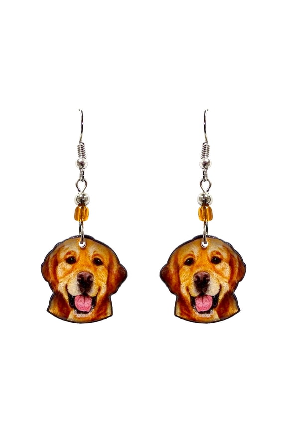 Dog Face Animal Graphic Dangle Earrings - Womens Fashion Handmade Jewelry Pet Lover Accessories
