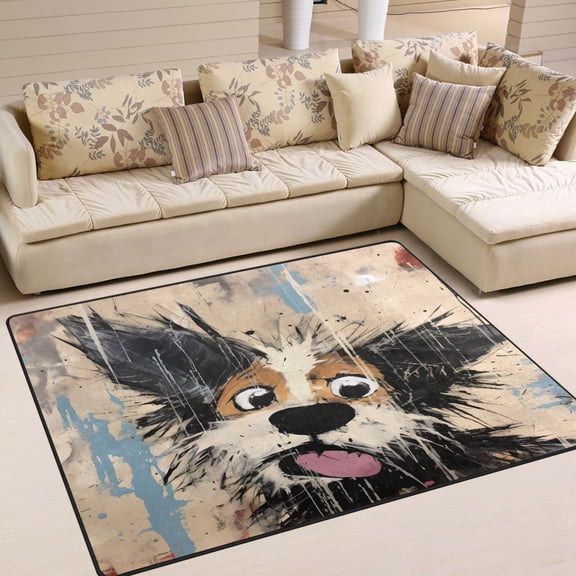 Dog Face Area Rug Washable 80 x 58 Floor Carpet Mat Non Slip for Bedroom Living Room Home Decor