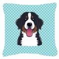 thumbnail image 1 of Dog Face Checkerboard Design Fabric Decorative Pillow, 1 of 4