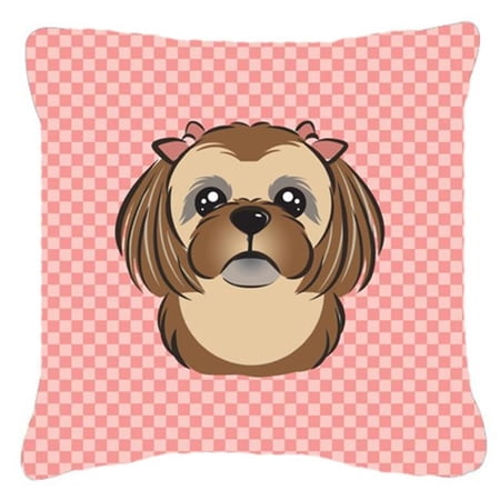 Dog Face Checkerboard Design Fabric Decorative Pillow