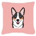thumbnail image 1 of Dog Face Checkerboard Design Fabric Decorative Pillow, 1 of 4