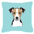 thumbnail image 1 of Dog Face Checkerboard Design Fabric Decorative Pillow, 1 of 4