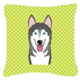 thumbnail image 1 of Dog Face Checkerboard Design Fabric Decorative Pillow, 1 of 4